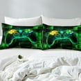 thumbnail image 4 of Erosebridal Kids Gamer Bed Sheets Set Twin,Gaming Sheet Set,Video Games Controller Gamepad Sheets Neon Glowing Square Geometric Grid Green Flat Fitted Sheet, 4 of 6