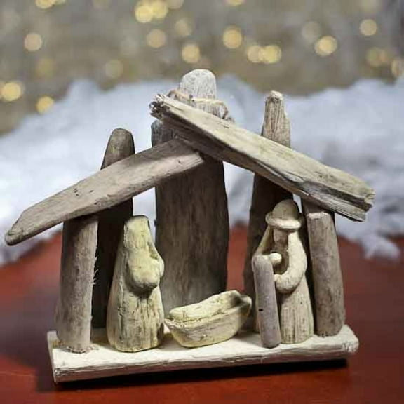 Factory Direct Craft Natural Driftwood Nativity Display Ornament