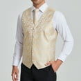 thumbnail image 4 of Men Suit Vest Set Paisley Vests Tie and Pocket Square Cufflinks Vests Set Formal Business Waistcoat, 4 of 9