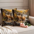 thumbnail image 2 of Orange Autumn Deer Outdoor Waterproof Pillow Covers, Vintage Forest River Decorative Square Throw Pillowcase Sofa Cushion Sham for Patio/Couch/Chair, 26"x26" 2 Pack, 2 of 8