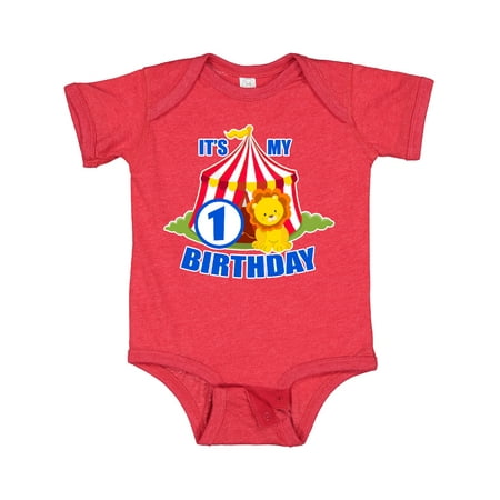 

Inktastic Its My Birthday Circus Tent with Lion 1 Year Old Gift Baby Boy or Baby Girl Bodysuit