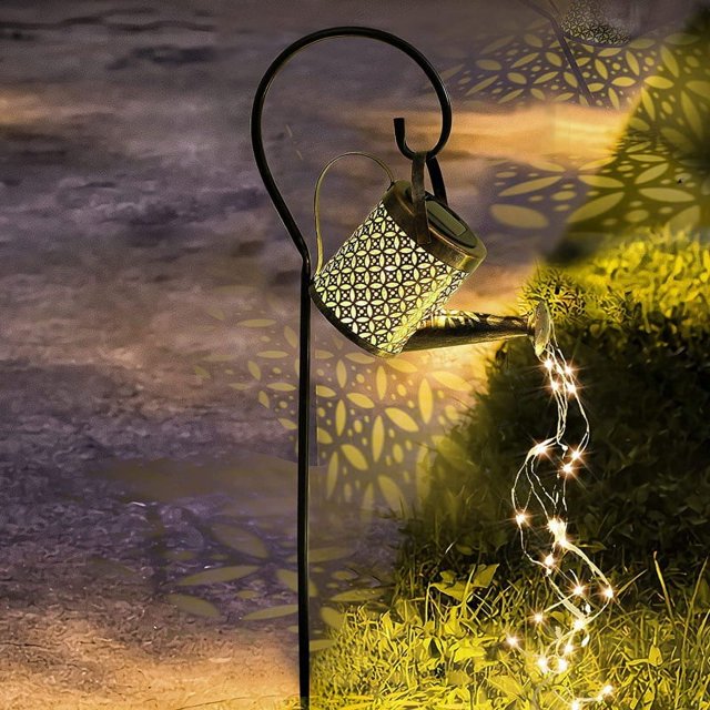 Lámpara de césped con maceta de hierro, lámpara de patio, lámpara de paisaje, lámpara de proyección de dibujos animados de libélula que fluye