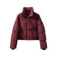 thumbnail image 2 of clear 50% off Usmixi 2023 Winter Womens Puffer Coat Womens Cotton Down Jacket Trendy Stand Neck Drawstring Zipper up Puffer Coat Winter Thickeded Padded Long Sleeve Outerwear with Pocket Up to 65% off, 2 of 6