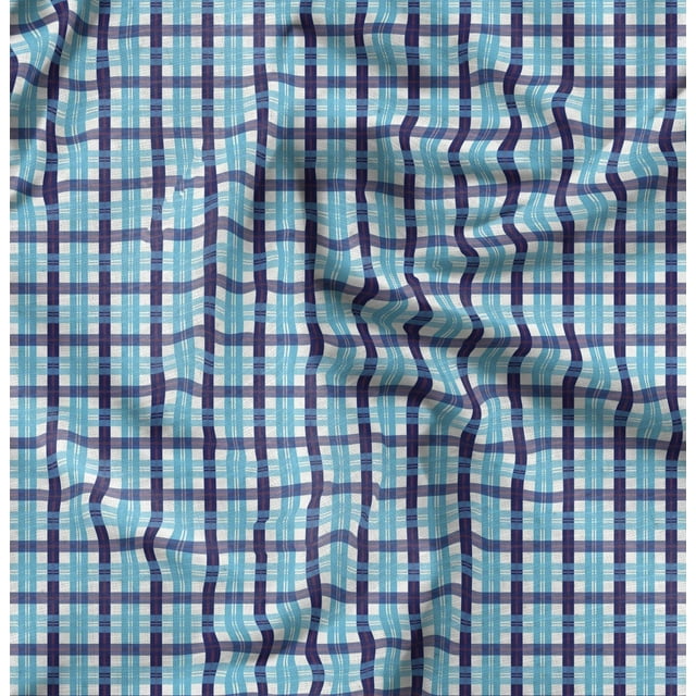 Soimoi Georgette Viscose Fabric Gingham Check Print Fabric by Yard 42 Inch Wide
