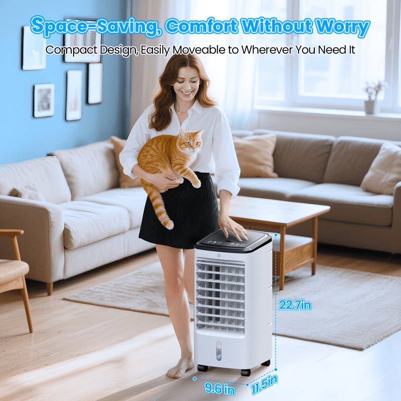 Windowless Air Conditioners, 4 In 1 Portable Swamp Cooler with 2 Water Tanks, Room Air Conditioner with 4 Ice Packs, Remote, 12H Timer, 3 Speeds 4 Modes, Ductless Cooler for Indoor Home Office