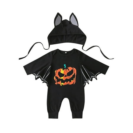 

Glonme Long Sleeve Jumpsuit Infant Casual Party Playsuit Loose Bat Sleeves Romper Black 90cm