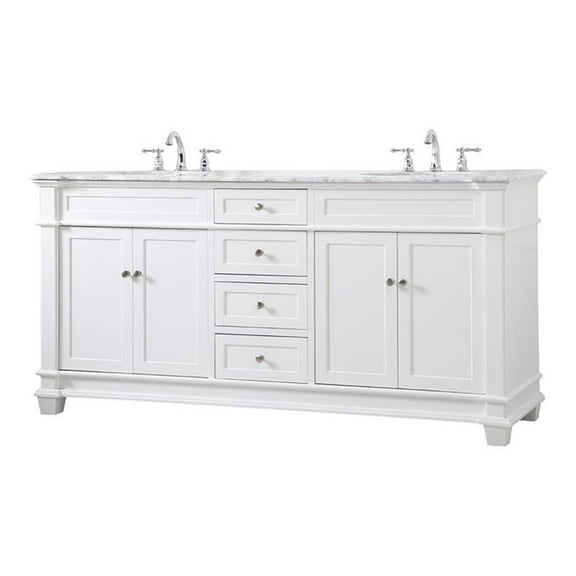 Elegant Decor Wesley 72" Steel and Solid Wood Double Bathroom Vanity Set - White