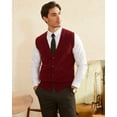 thumbnail image 3 of Kallspin Men's Vest Sweater Wool Blended V Neck Sleeveless Button Cardigan Sweater(Red,3X-Large,Tall), 3 of 8