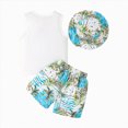 thumbnail image 4 of Toddler Baby Boy Summer Outfits Clothing Set Summer Time Palm Tree Print Sleeveless Top Shorts Hat 3 Piece Beach Outfit Size 4-5 Years, 4 of 7