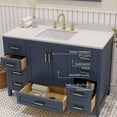 thumbnail image 4 of Ayna Decors Rooh 48 Inch Navy Blue Bathroom Vanity with Sink and Countertop, Three Pre-Drilled Faucet Holes, 2 Soft Closing Doors, and 7 Full Extension Drawers, Brushed Gold Hardware, 4 of 8