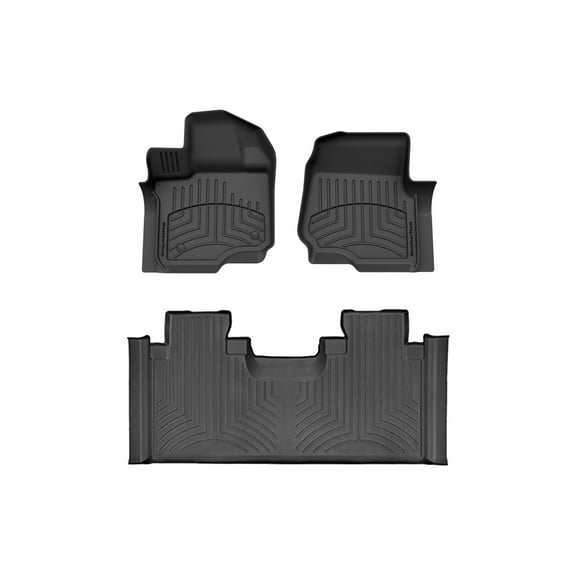 WeatherTech FloorLiner HP Custom Fit Floor Mats compatible with Ford F-150, F-150 Raptor - 1st & 2nd Row, Black