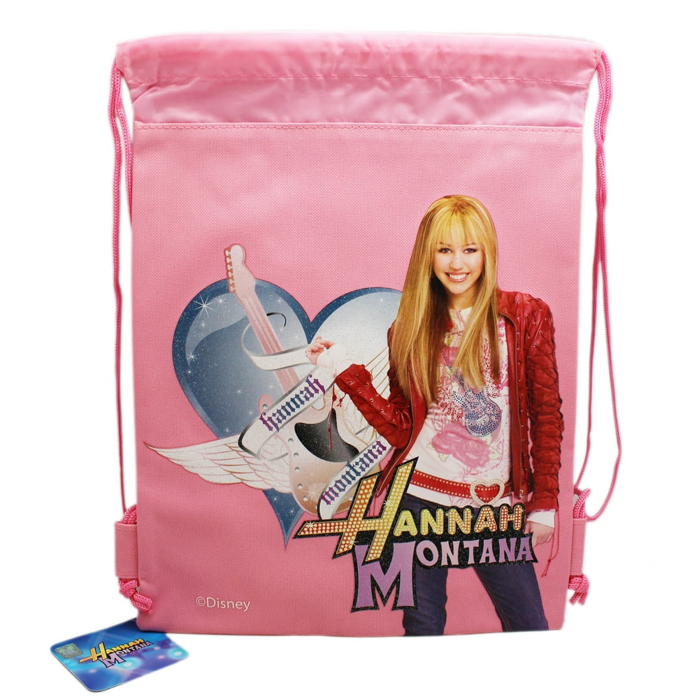 Hannah Montana Disney's Holding a Guitar Pink Colored Drawstring