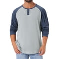 thumbnail image 1 of Camisetas de manga larga estilo béisbol para hombres INSPIRE CHIC Edición, Henley, 2XL, gris y azul marino, 1 of 6