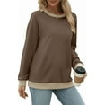 thumbnail image 6 of SOMER Long Sleeve Shirts for Women, Trendy Crew Neck Sweatshirt for Women, Cotton Cute Basic Tees for Women, Color Block Casual Womens Fall Tops Soft Comfy, 6 of 7