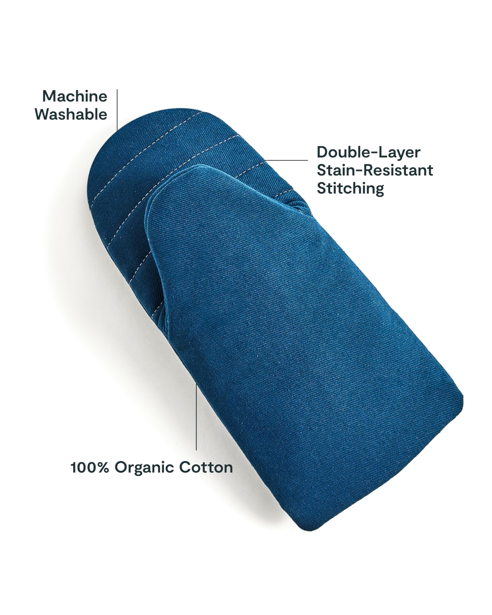 Caraway Oven Mitts - Cotton Mitt Double-layer & Stain-resistant Stitching Safe Handling Of Hot Kitchenware Set 2 Navy