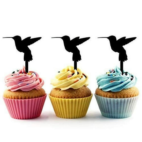 Whimsical Practicality's Hummingbird Bird Silhouette Acrylic Cupcake Toppers 12 pcs
