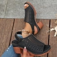 thumbnail image 2 of Hurxie Platform Sandals for Women Sling Wedge Sandals Hollow-Out Low Heel Open Toe Ankle Boots Cutout Shoes Slingback Sandals Black 41, 2 of 7