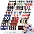 thumbnail image 1 of XEAOHESY 30 hojas de tiras de uñas con purpurina, diseño de lámina dorada, tiras de esmalte de uñas, pegatinas autoadhesivas, color degradado floreciente, envolturas de uñas para mujeres, arte de uñas, 1 of 5
