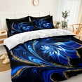 thumbnail image 3 of Black Marble Comforter Set Blue Bed in A Bag Black and Gold Swirl Psychedelic Bedding Set Boho Tie Dye Bed Set with Comforter and Sheet Set, 3 of 8