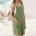thumbnail image 4 of Maean Girls Romper Sleeveless Adjustable Tie up Strap Summer Causal Short Jumpsuits with Pockets, 4 of 5