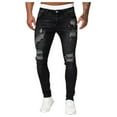 thumbnail image 1 of Bmisegm Men Jeans Solid Color Ripped Holes Frayed Gradient Washed Trousers Y2K Jeans for Women Black S, 1 of 4
