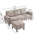 thumbnail image 4 of Pingliang Home 80" Sectional Sofa Couch,L Shaped 3 Seat with Reversible Storage Ottoman and Side Pockets, Modern Polyester Fabric Sofa Couches for Living Room Apartment Office Studio Small Space, 4 of 11