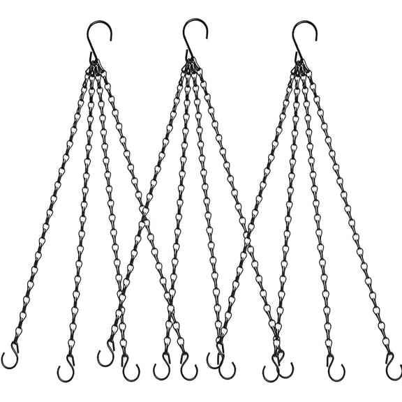 Hanging Baskets Chains 15.7 Inches 3 Leads Hanging Chains Flower Pot Hanger Replacement Plant Hangers for Planters and Lanterns, for Planters, Bird Feeders and Lanterns(Black)