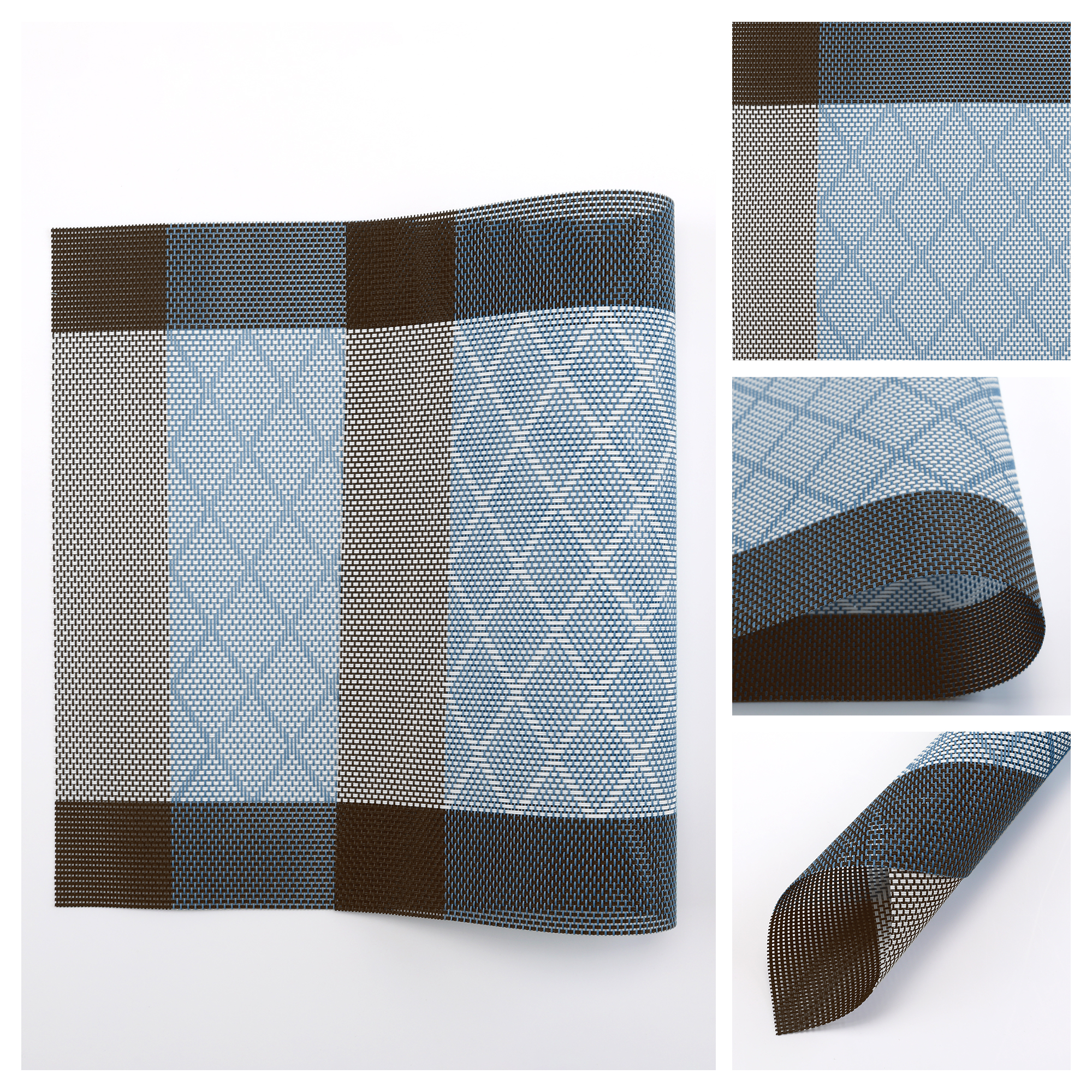 Unique Bargains Set of 6 Washable Plastic Placemats for Dining Table Indoor Dark Blue