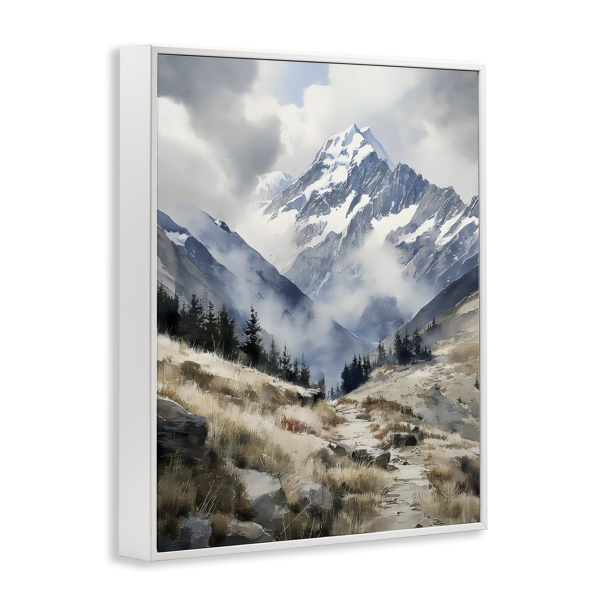 Stupell Industries Snow Caps Mountain Peaks White Framed Giclee Art, design by Franklyn Gregory