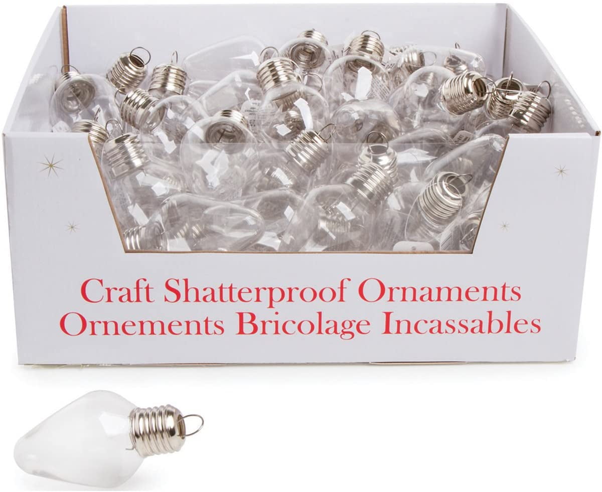 Set Of 75 Acrylic Fillable Light Bulb Shaped Ornaments For Creating Holiday Decorations And Christmas Ornaments Walmart Com