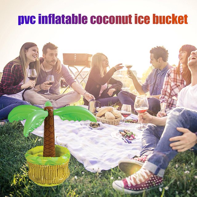 Enfriador de bebidas para fiesta en la playa, almacenamiento de barra, posavasos de hielo, contenedor de plástico inflable flotante, cubo de hielo de coco, bebida H ShuxiuWang 8390612495342