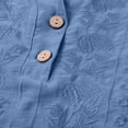 thumbnail image 6 of dgysar Womens Linen Button Blouse, 3/4 Sleeve V-Neck Casual Solid Color Lightweight Breathable Shirt Tops, Textured Natural Fabric Relaxed Fit Summer Apparel Royal Blue L, 6 of 6