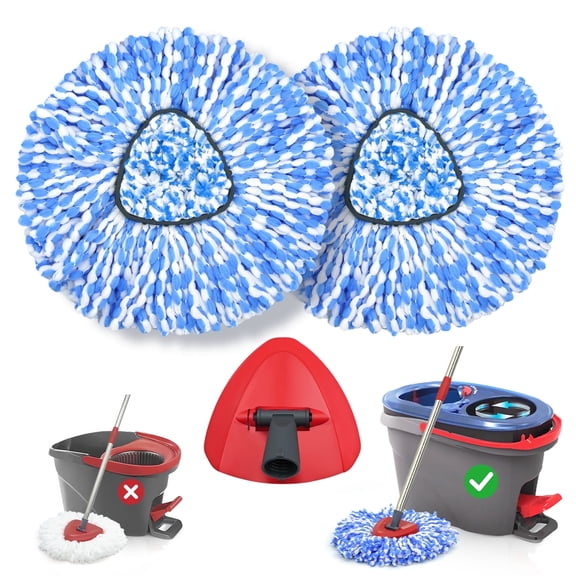 TidyBliss Mop Heads Replacements 2 Pack with Triangle Base for RinseClean 2 Tank System