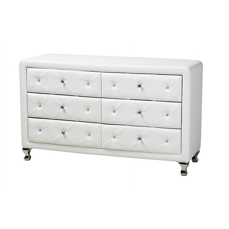 Baxton Studio Luminescence White Faux Leather Upholstered Dresser Baxton Studio Luminescence White Faux Leather Upholstered Dresser
