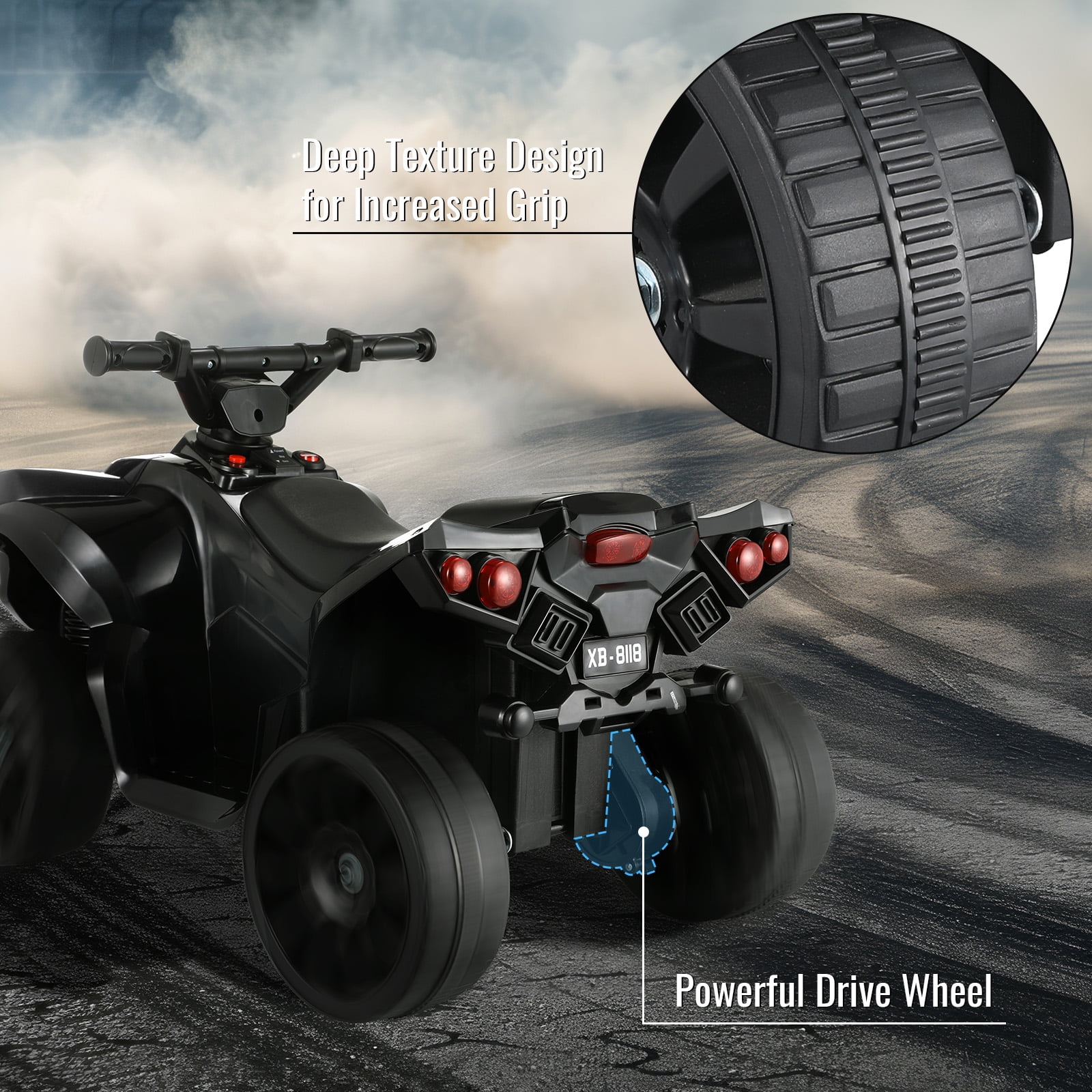 Pirecart Ride on ATV for kids, Kids 6V ATV 4-Wheeler Ride on Toy, Battery Powered Electric Car with Music, LED Headlights, Pedal Accelerator for Boys Girls
