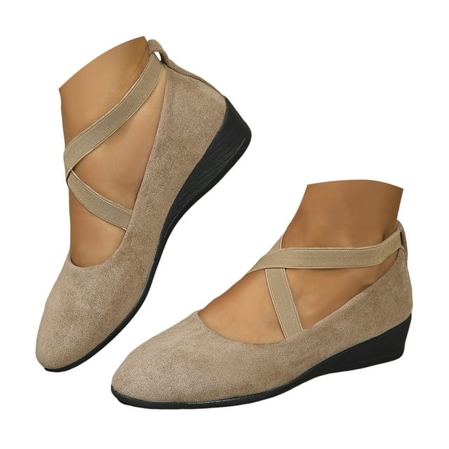 Mepaouo Ballerines à Talon Compensé Bas pour Femmes, Style Mary Jane, Mariage, Fête, Décontracté, Affaires, Escarpins