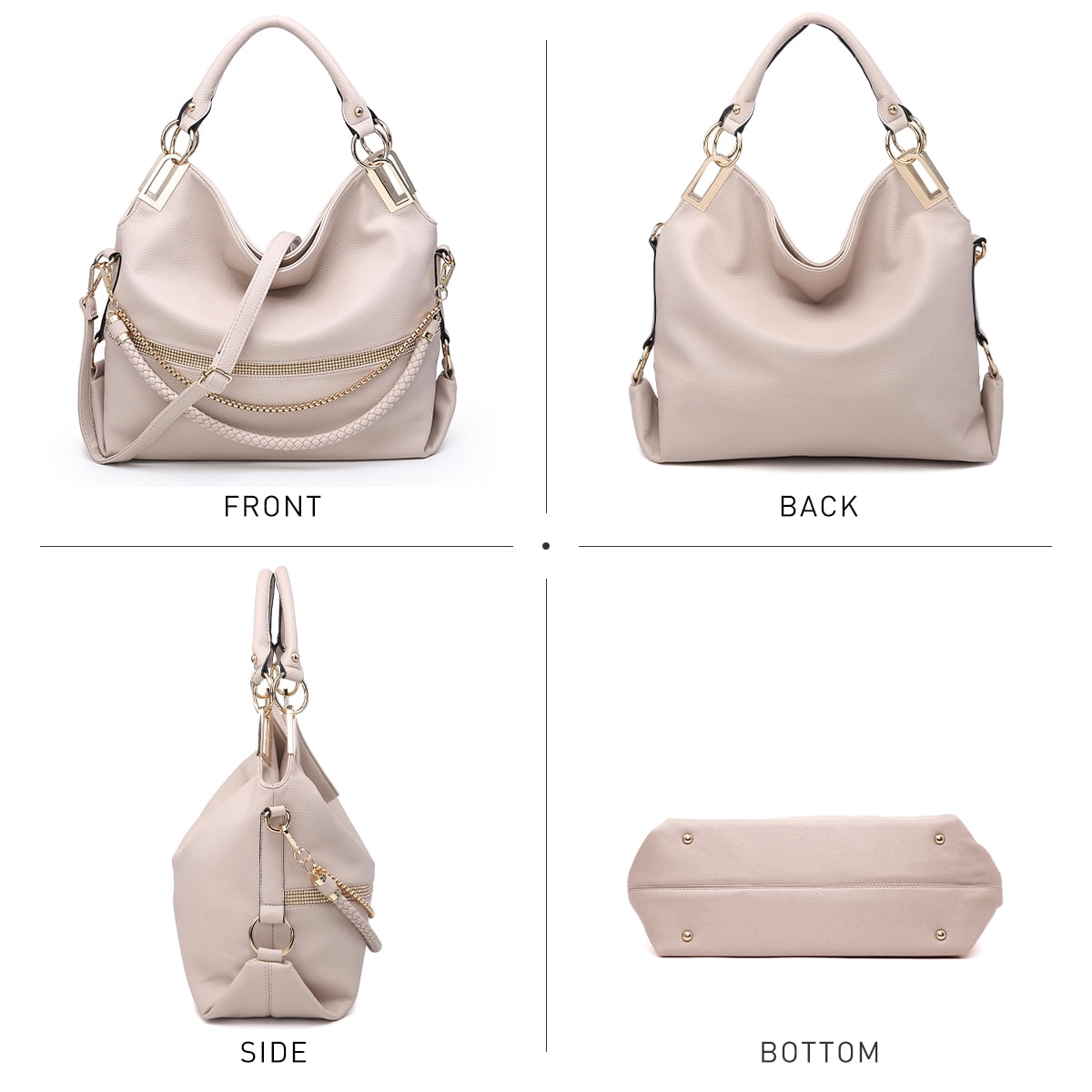 Dasein Hobo Bags for Women Soft Faux Leather Purses and Handbags Large Hobo Purse Shoulder Bag with Rhinestones