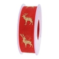 thumbnail image 1 of Christmas Ribbon Chiffon Ribbon Hot Stamping Elk Printed Decorative Ribbon 1 inch for Festive Crafts Party Xmas Decor Red, 1 of 8