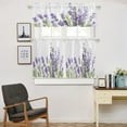 thumbnail image 5 of Lavender Flower 3 Piece Curtains Tiers and Valances Set, Purple Summer Plant Short Rod Pocket Window Treatment for Living Room, Bedroom, Kitchen, Bathroom, 5 of 6
