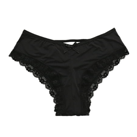

Aayomet Briefs For Women Women Sexy Transparent Underwear Seamless Lace Panties Thong BowHollow Out Underpants Female String Tanga Black S