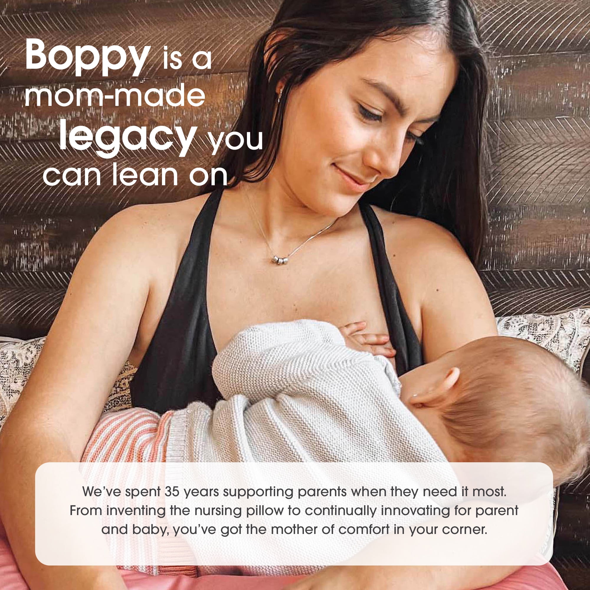 Boppy New Nursing Pillow Organic Cotton Cover, Beige Checkered Quilt