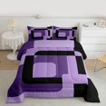 thumbnail image 2 of Homewish Minimalist Geometric Square Full Size Comforter Sets,Modern Abstract Artistic Bedding Comforter Set,Purple Black Bedding Sets For Boys Kids,Microfiber Bedroom Decor Reversible,3 Pieces, 2 of 8