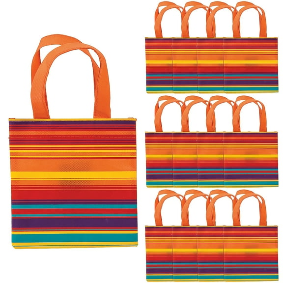 Fun Express 6" x 6" Mini Fiesta Nonwoven Tote Bags - 12 Pc.