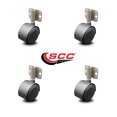 thumbnail image 2 of 2.375 Inch Flat Black Hooded Urethane Twin Wheel Caster with Side Mount Set SCC, 2 of 2