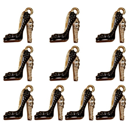 HOMEMAXS 10 PCS Heel Jewelry Charm Rhinestone High Heels Earrings Anklet Pendant Miss