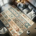 thumbnail image 4 of Ambesonne Southwestern Decorative Rug Carpet, Stripes of Boho Ethnic, 2' 2" x 3' 7", Hunter Green Paprika Tan, 4 of 5