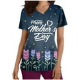 thumbnail image 2 of Rciityk Mother's Day Scrub for Women 2024 Summer V-Neck Short Sleeve Medicals Top Printed Nurse Shirt Casual Work Uniform Tops T-Shirt with Pockets, 2 of 4