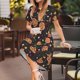 thumbnail image 3 of Balery Pizzas Mushrooms Vestidos sueltos de manga corta para mujer, vestidos de verano 2025, vestidos casuales de corte A con vuelo., 3 of 6