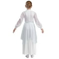 thumbnail image 3 of Aislor Girls Long Sleeve Worship Praise Dance Tunic Liturgical Church Robe Irregular Hem Dress Silver 16, 3 of 6