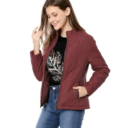 Valentine's Day Women Long Sleeves Zippered Pockets Padded Quilted ...